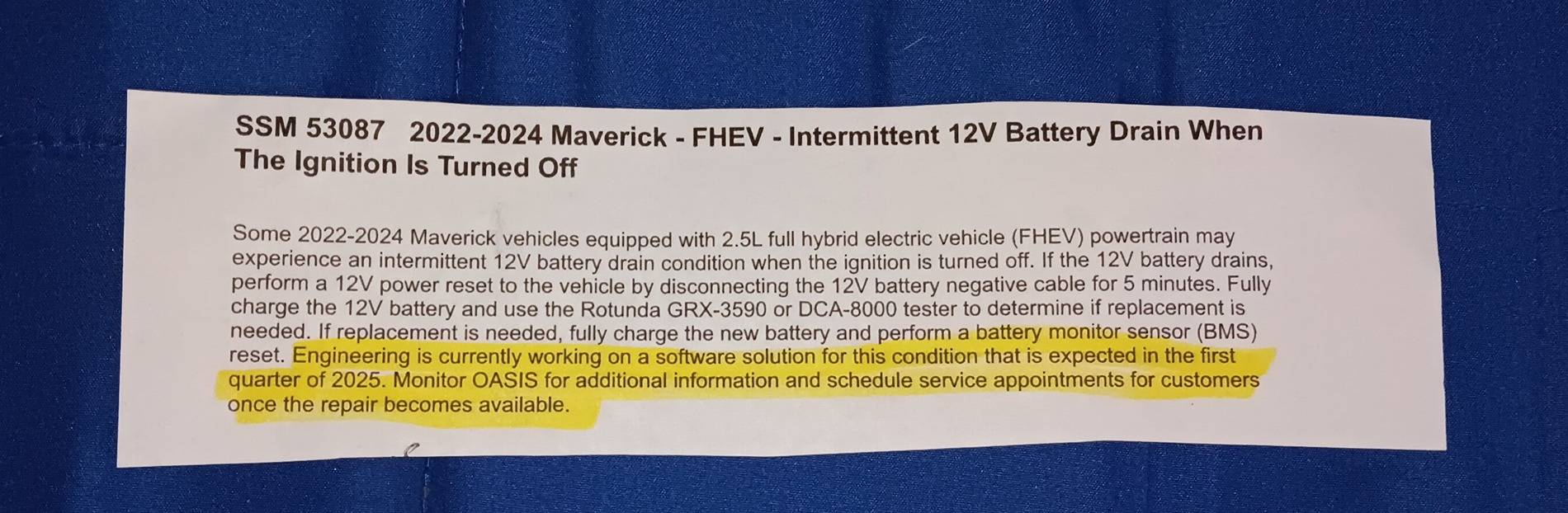 Ford Maverick Battery Drain issue 20250101_153138