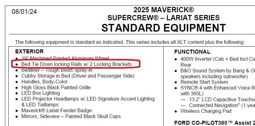 Ford Maverick Bed rail system question Screenshot 2025-01-04 005453