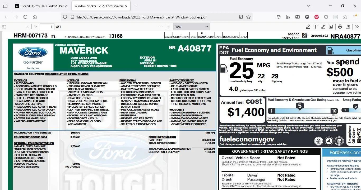 Ford Maverick Picked Up my 2025 Today! 2025-01-05