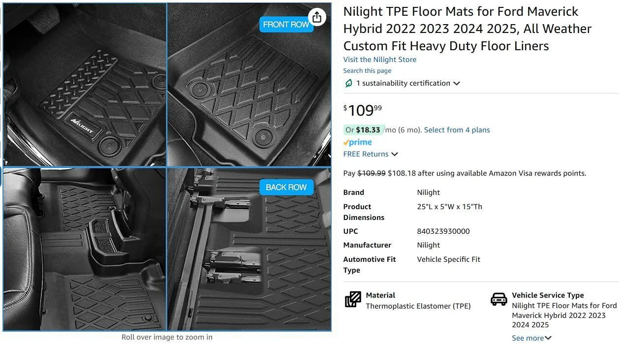 Ford Maverick LASFIT Floor-liners and Bed Mat Installed on my 2025! 1736268206852-9c