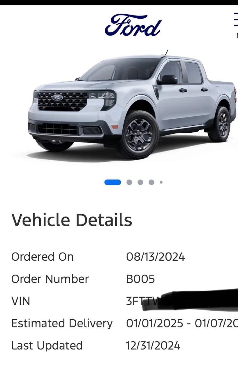 Ford Maverick Estimated delivery date accuracy IMG_4237