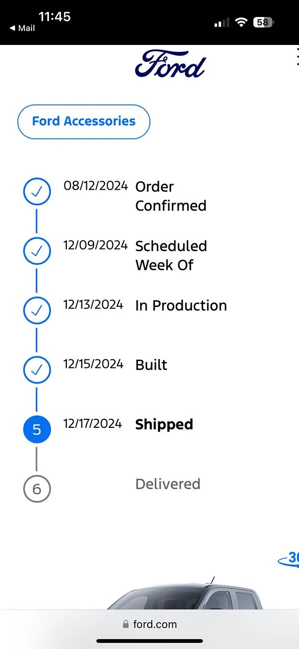 Ford Maverick Is anyone's 2025 Maverick being indicated as "shipped" IMG_1013