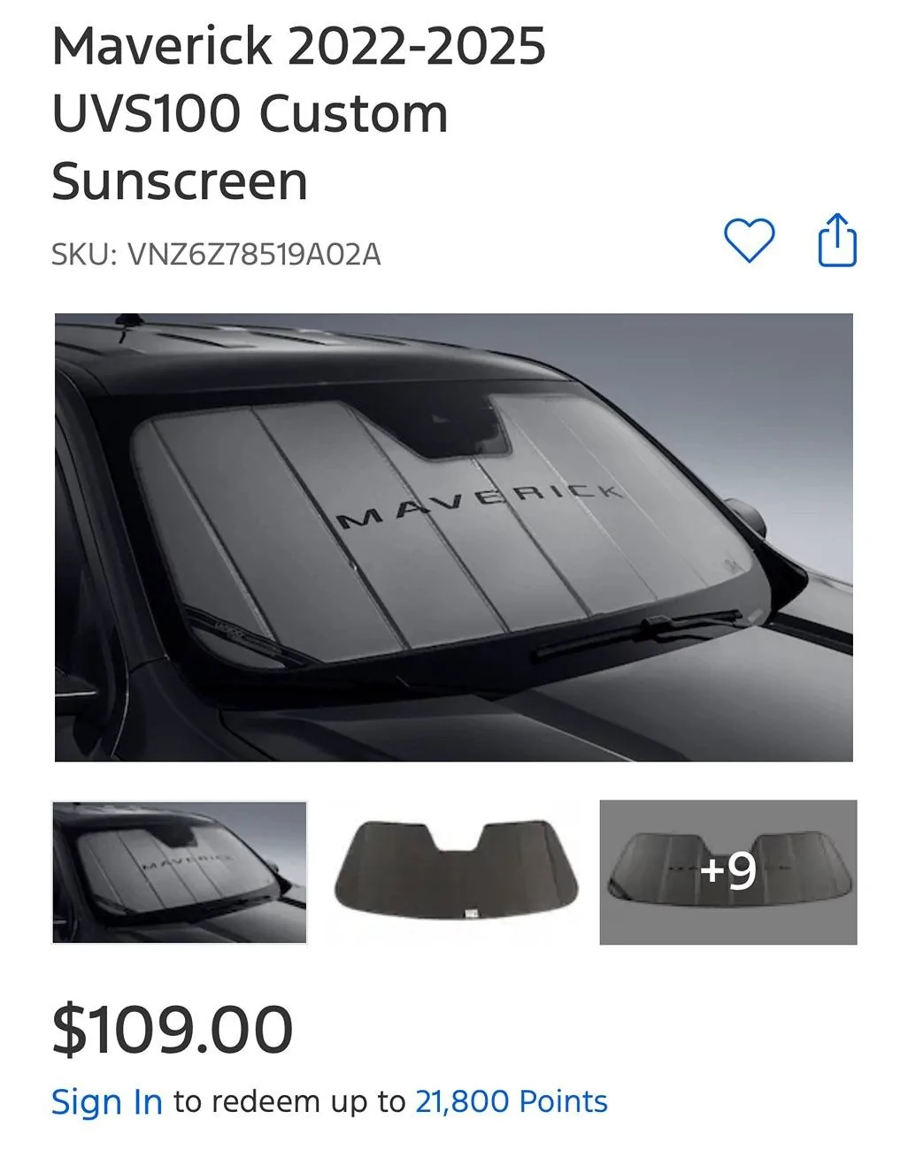 Ford Maverick UVS100 Sunshade IMG_5023