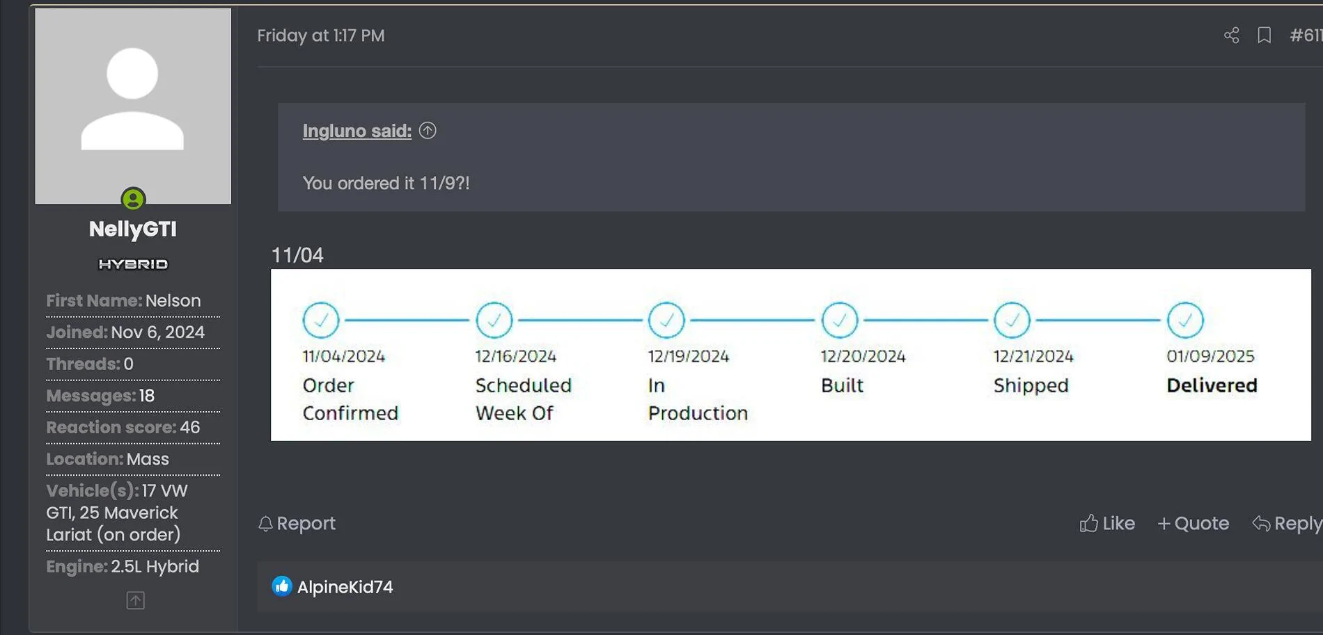 Ford Maverick 2025 Production delays?? Screenshot 2025-01-13 at 12.16.17 PM