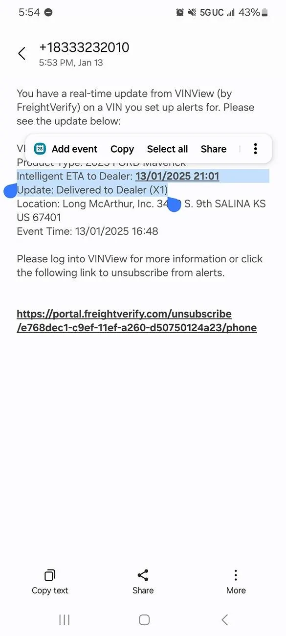 Ford Maverick My Turn! Screenshot_20250113_175406_Messages