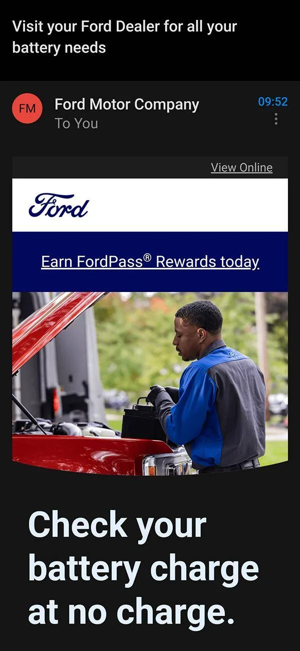 Ford Maverick Lol, "Visit your Ford Dealer for all your battery needs." 1000001478