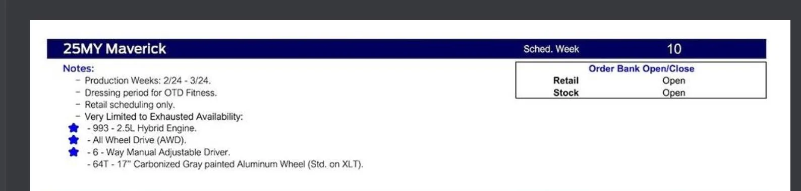 Ford Maverick New Production Constraint for 2025 Lariat Hybrid?? Screenshot 2025-01-17 at 2.19.28 PM