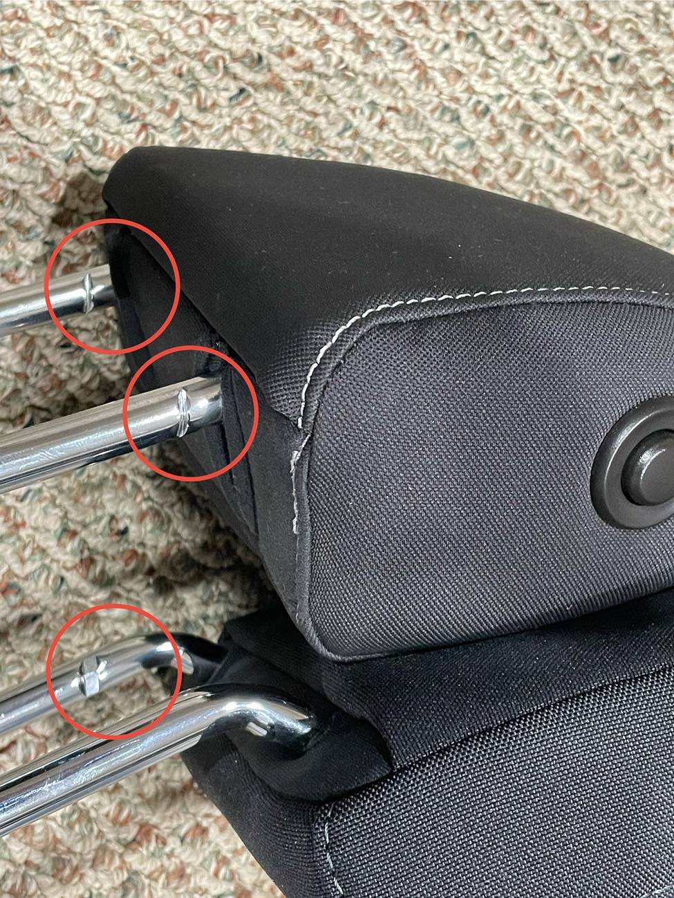 Ford Maverick Folding Rear Headrests Installed IMG_3642