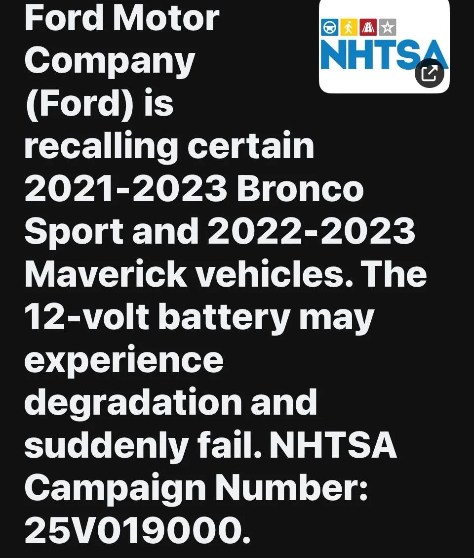Ford Maverick Battery Recall IMG_9307