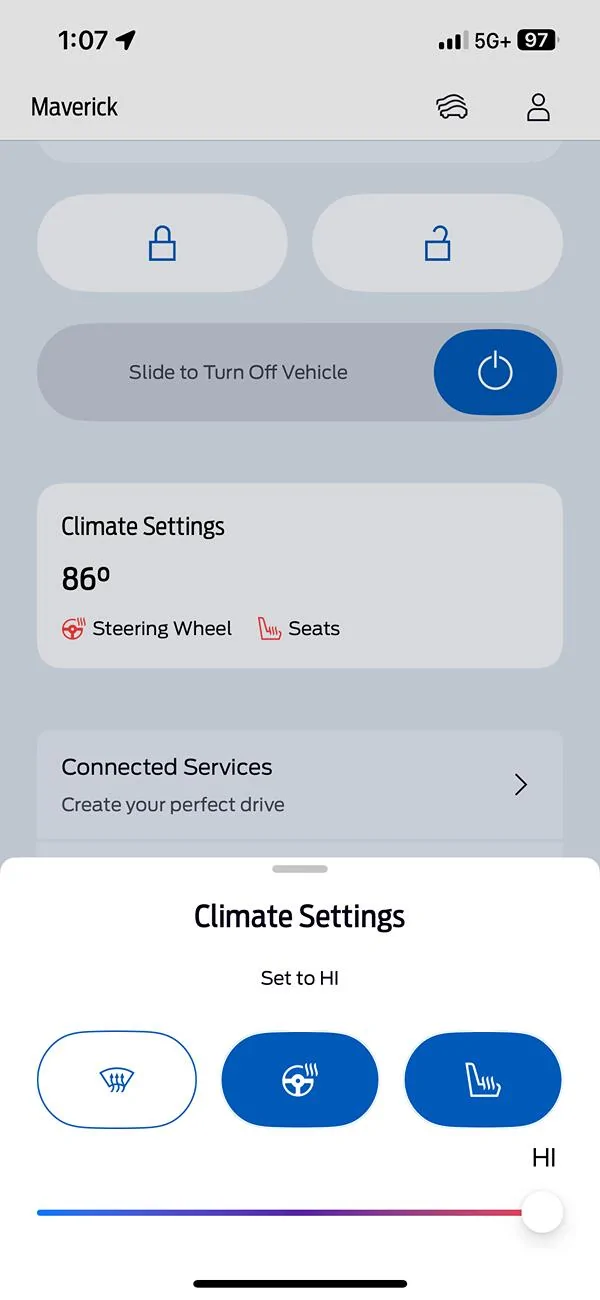 Ford Maverick Auto heat for seat and steering wheel. IMG_1267