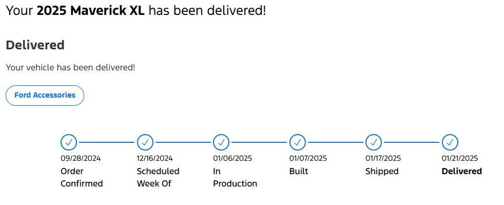 Ford Maverick 2025 Maverick Now Shipping! Received my Shipped update 1000010671