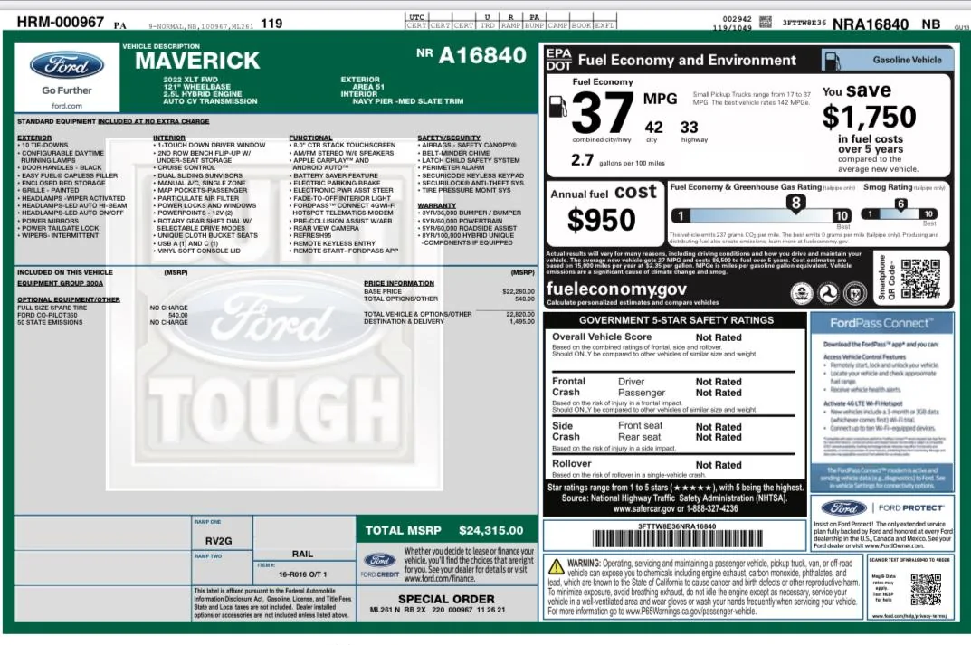 Ford Maverick Any NY hybrids with a window sticker? 6EBF20C9-C367-479A-ADA6-2753842536C9