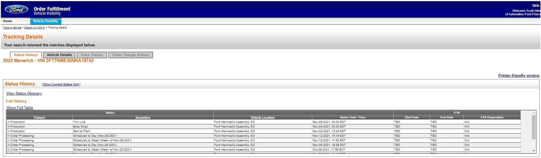 Ford Maverick In production now. Happy Thanksgiving In Production - Trim Lin