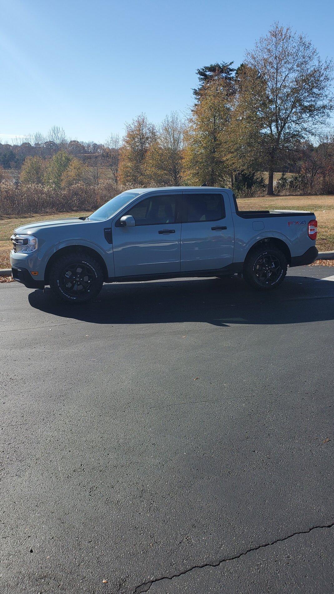 Ford Maverick Installed BFG KO2 tires with white letters 20211127_120233