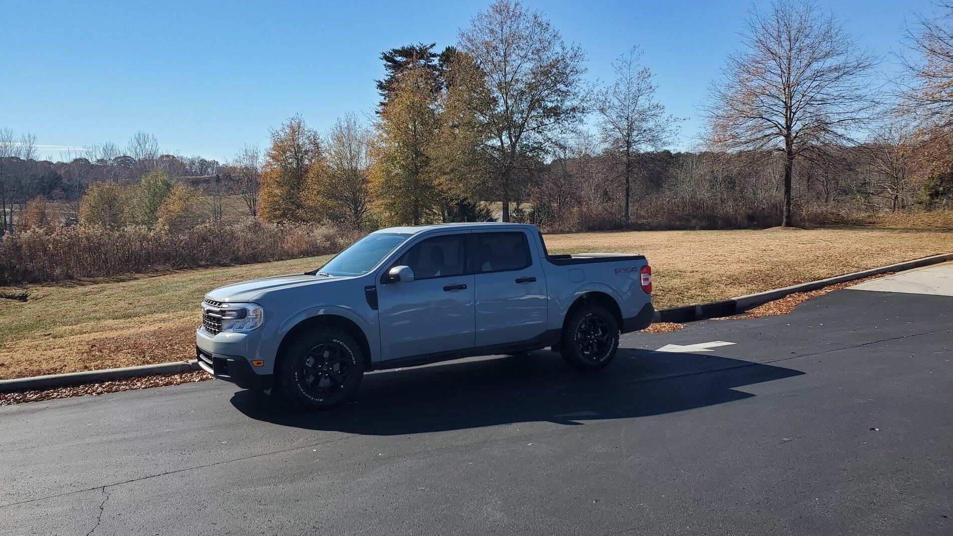 Ford Maverick Installed BFG KO2 tires with white letters 20211127_120225