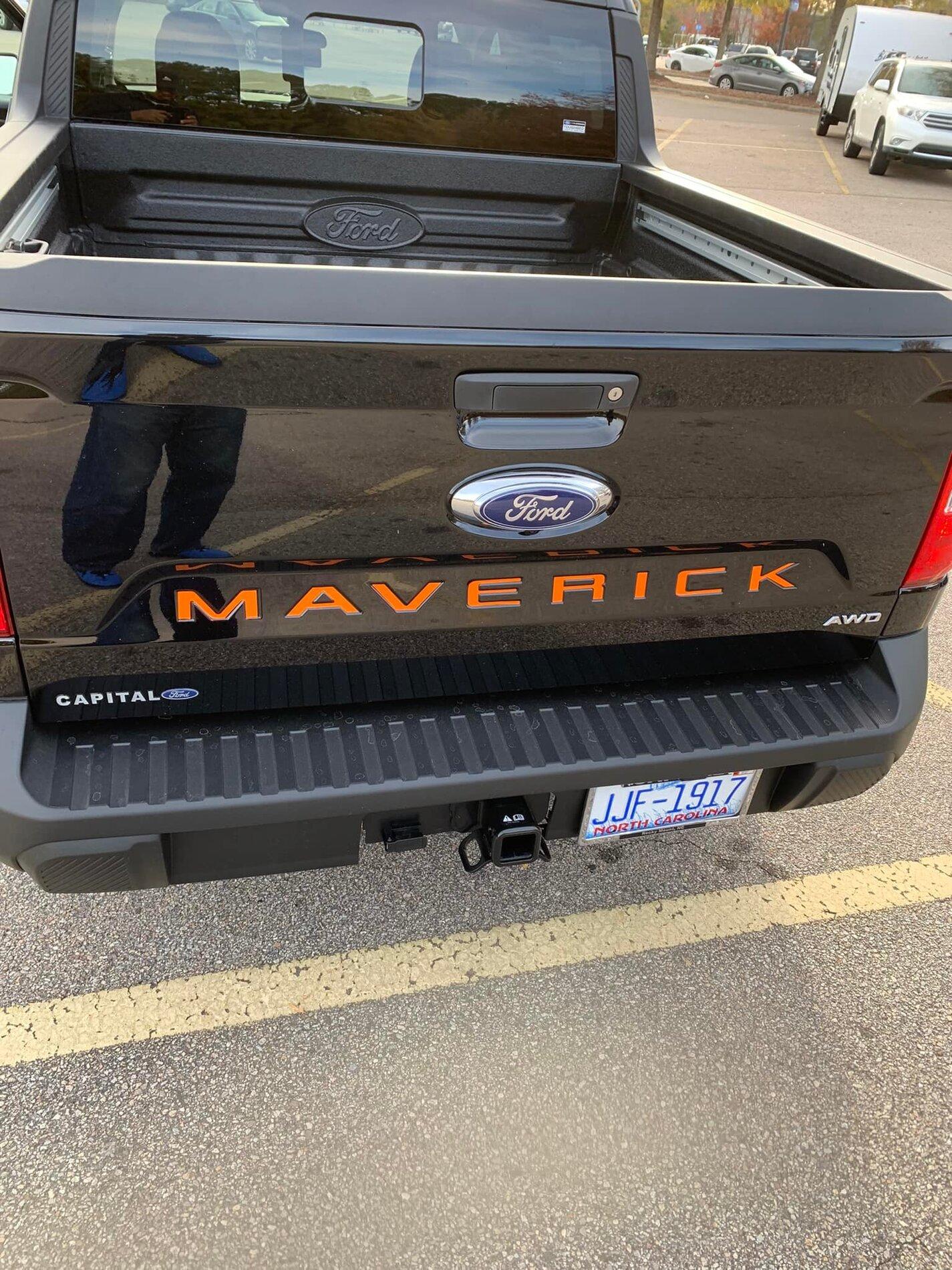 Ford Maverick Maverick Tailgate Lettering / Letters Orange tailgate lettering Alto Blue Maverick tailgate