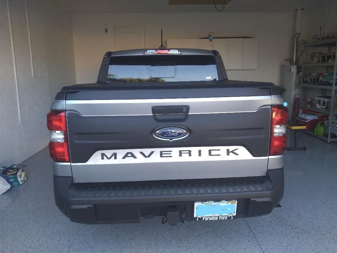 Ford Maverick Rear Applique installed on Iconic Silver Maverick InkedApplique_LI