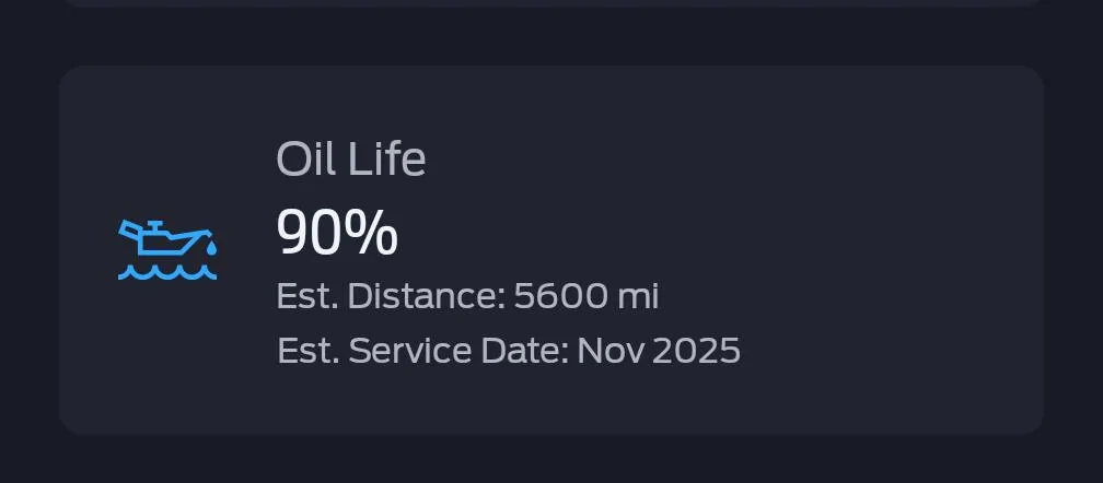 Ford Maverick Oil Life Est. Distance? 1000005877