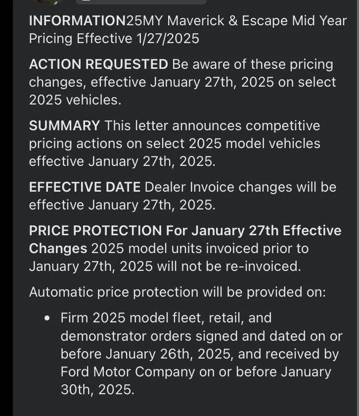 Ford Maverick Price increased as of January 27, 2025 Screenshot 2025-01-28 at 10.38.45 PM
