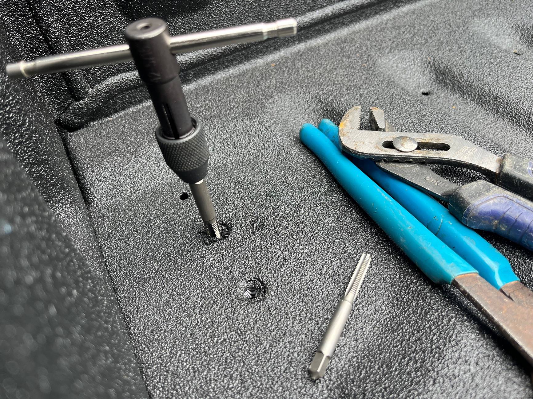 Ford Maverick Adding Bed Tie-Downs to 2025 XL -- DIY Instructions Writeup IMG_4170