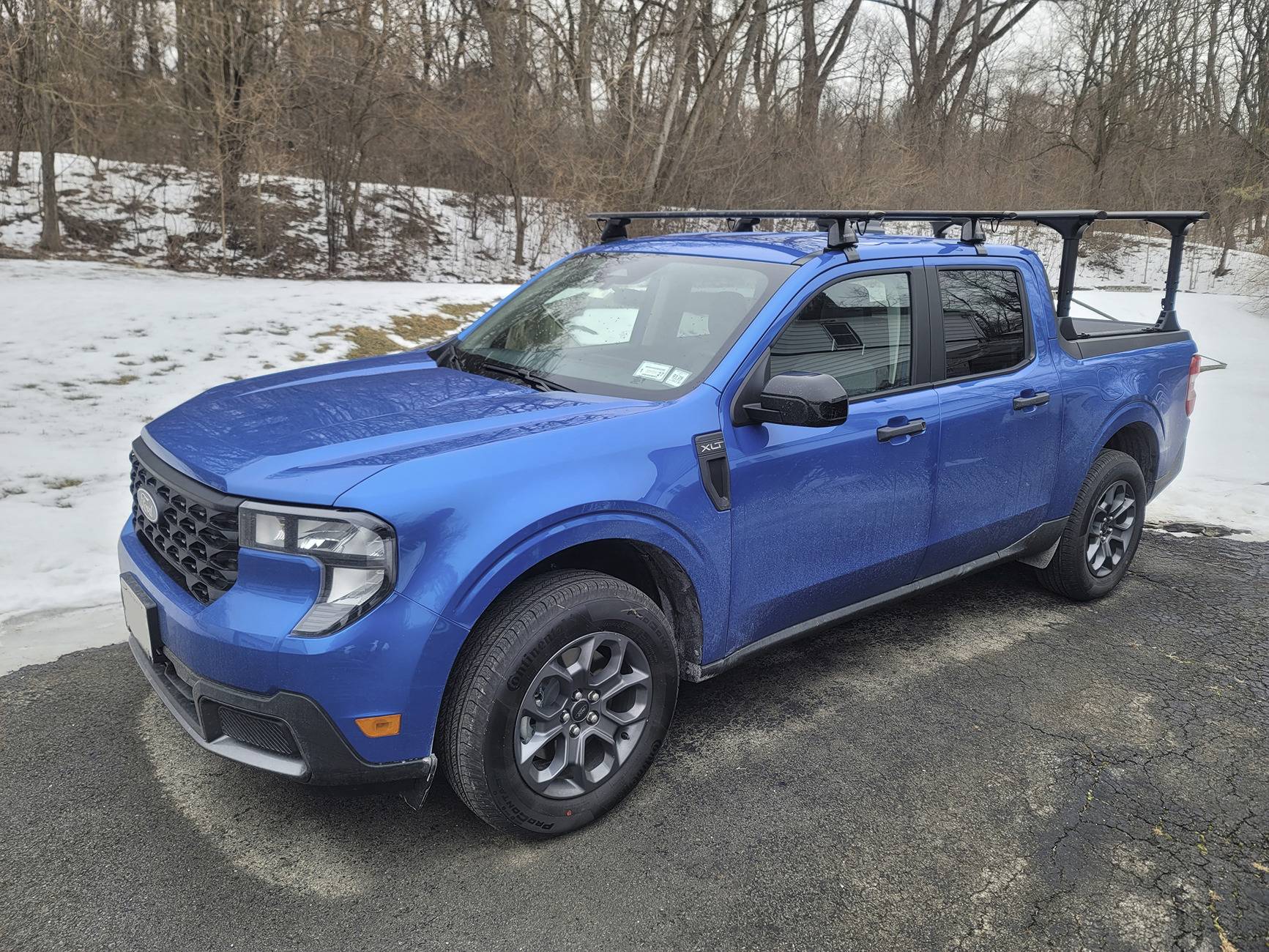 Ford Maverick Aligned Roof Rack and Bed Rack front-quarter