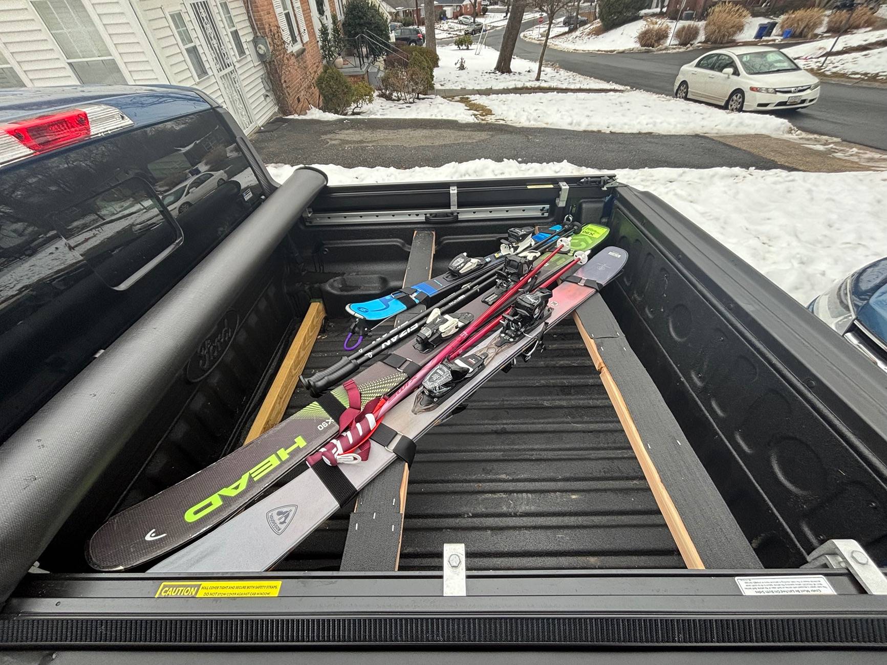 Ford Maverick In-bed DIY ski rack solution IMG_2249