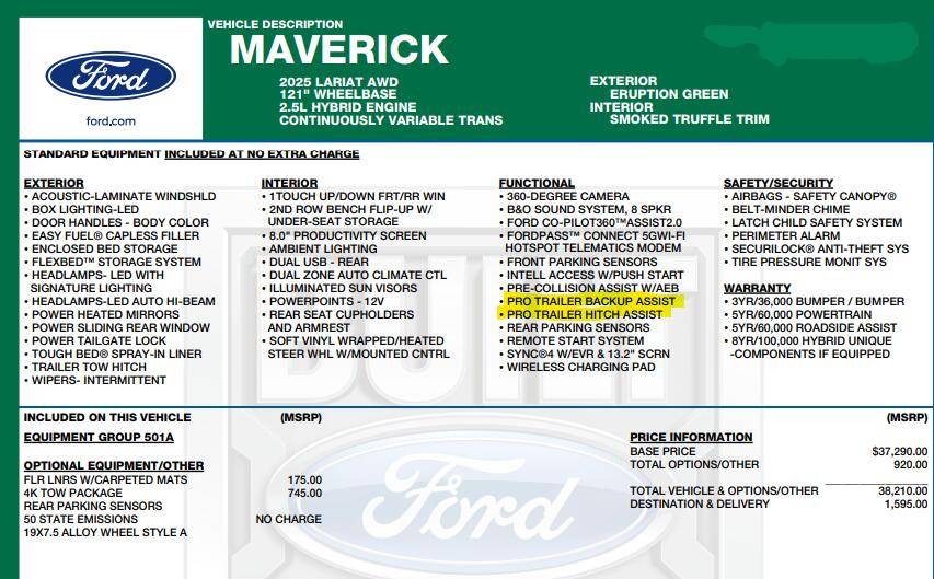 Ford Maverick 2025 Maverick Job 2 Production Start Date? Screenshot 2025-02-06 010438
