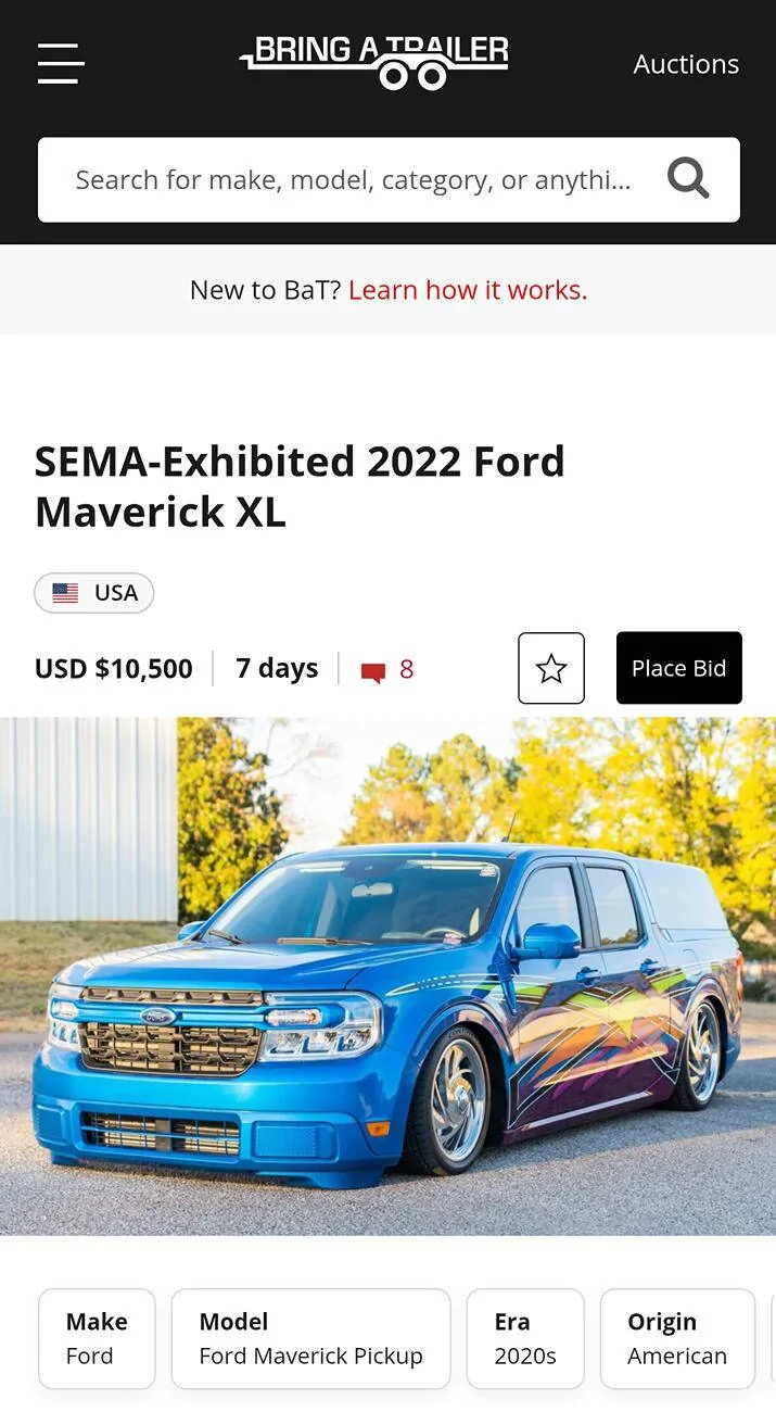 Ford Maverick SEMA Maverick auction Screenshot_20250211-185344