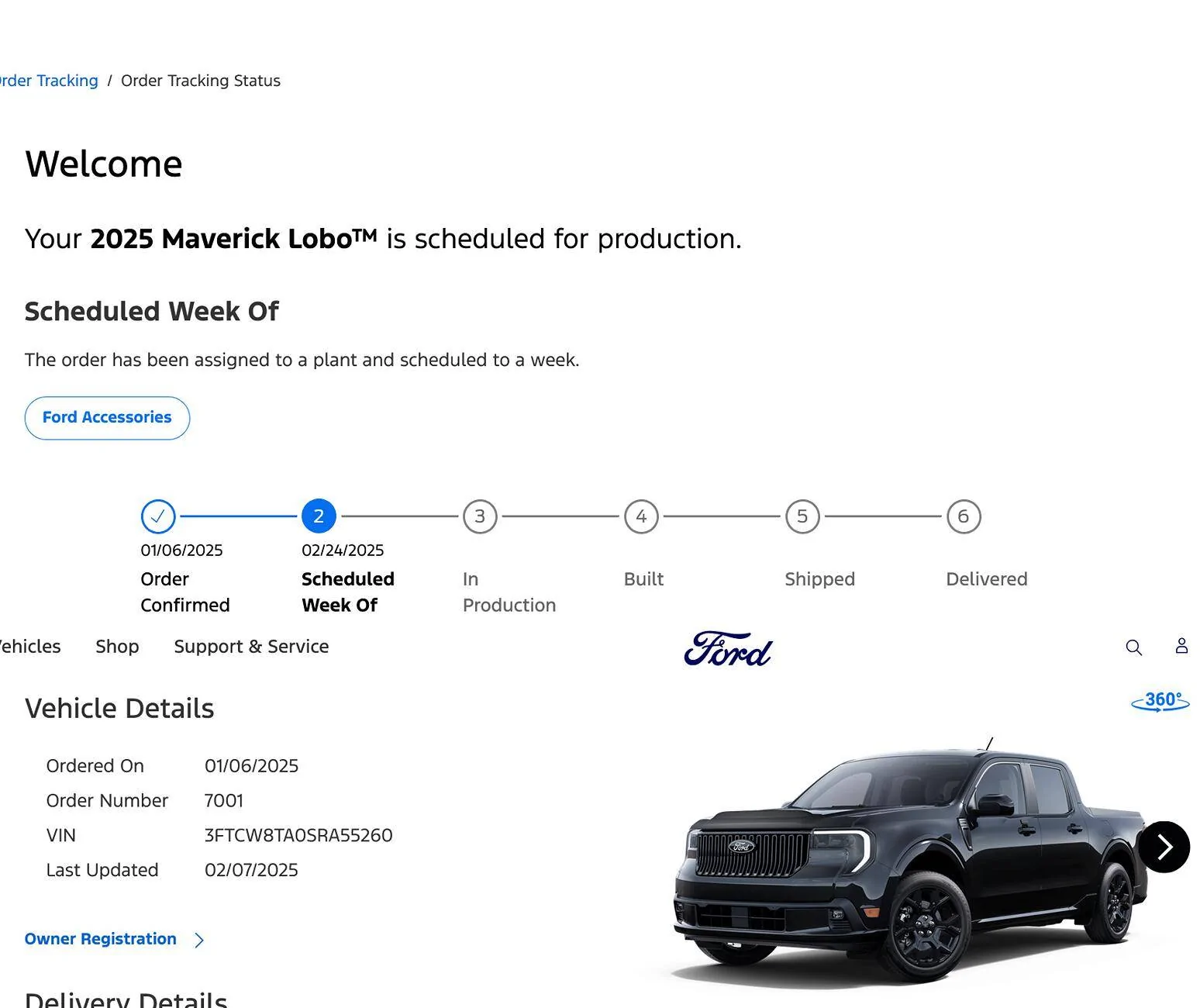 Ford Maverick First repair needed: front left CV axle Screenshot 2025-02-12 at 15-35-59 Ford Vehicle Order Tracking Home Ford Owner Support