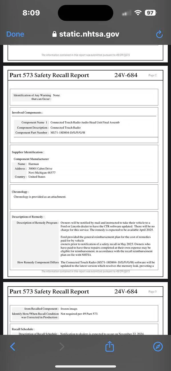 Ford Maverick Camera recall …any news [update: recall issued] IMG_0533