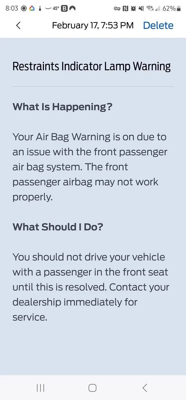 Ford Maverick Airbag issues? 1000010678