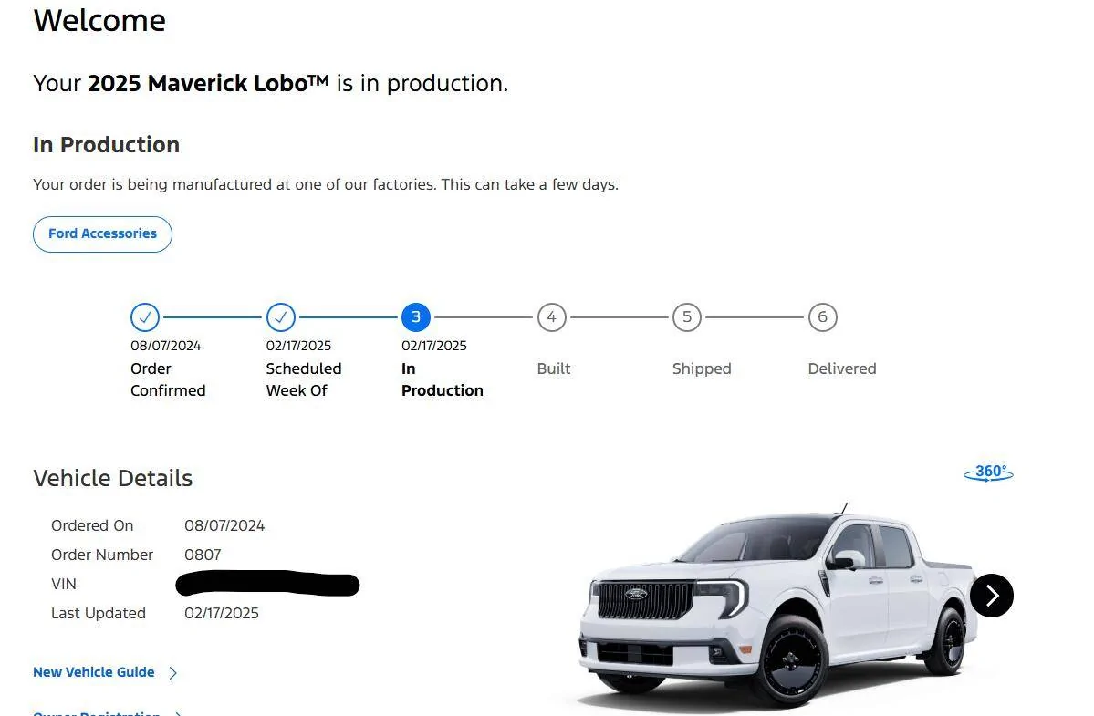 Ford Maverick Has anyone who pre-ordered Lobo 702A receive a build alert yet? 1739975461695-xa