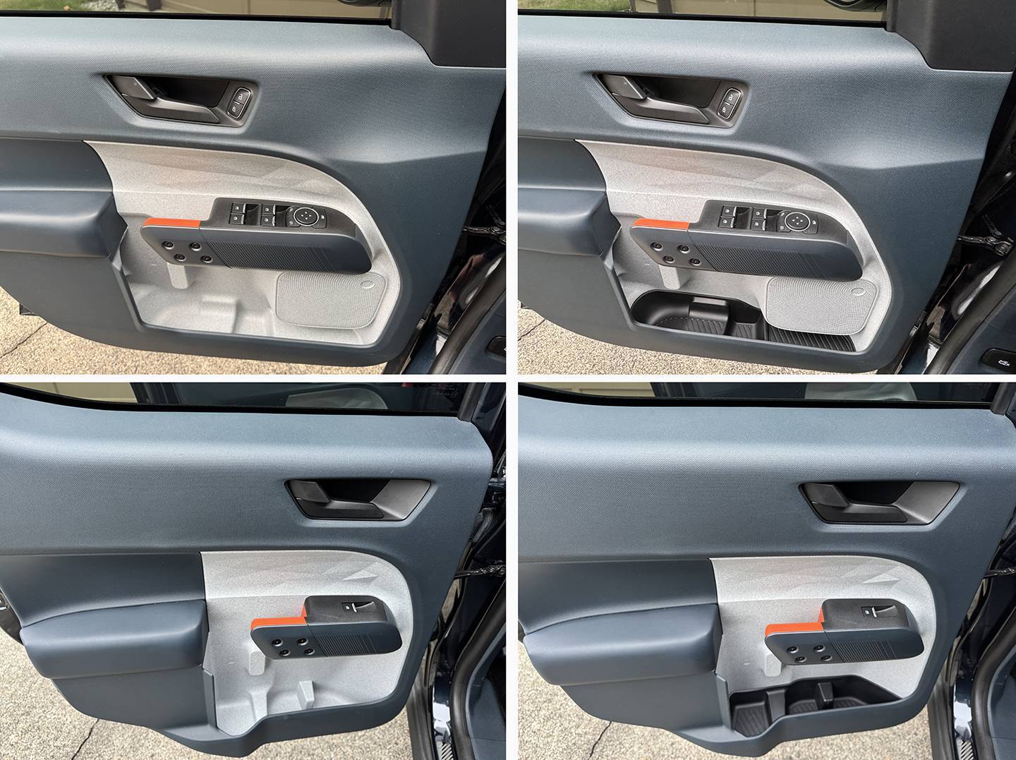 Ford Maverick Mabett front & rear  door cubby silicone trays installed Maverick_Door_Inserts_01