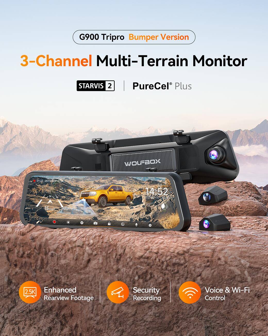 Ford Maverick WOLFBOX G900 Tripro Dash Cam - Designed for Off-roading! Up to $50 off Ford-Maverick