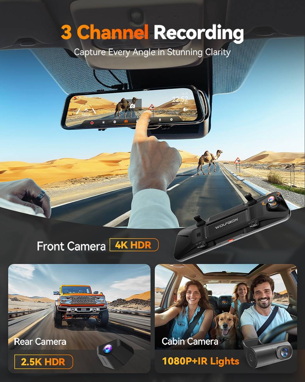 Ford Maverick New WOLFBOX 3-Channel Dash Cam - G900 Tripro Cabin Version! Up to $50 off! G900 Tripro cabin version
