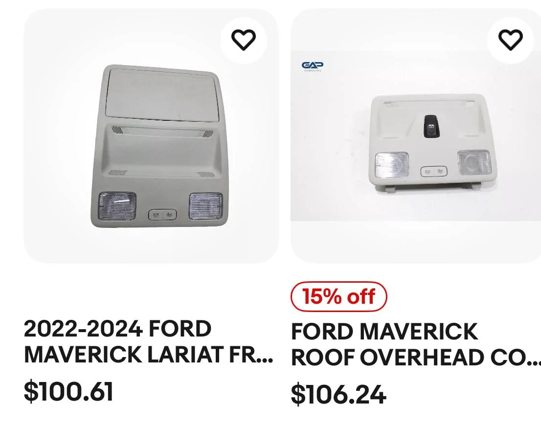 Ford Maverick Overhead console sunroof vs slick top IMG_1777