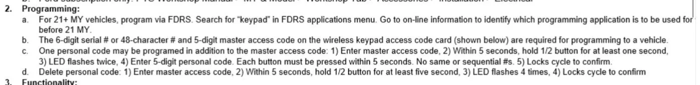 Ford Maverick 2025 add on Keypad programming question Screenshot 2025-03-08 084403