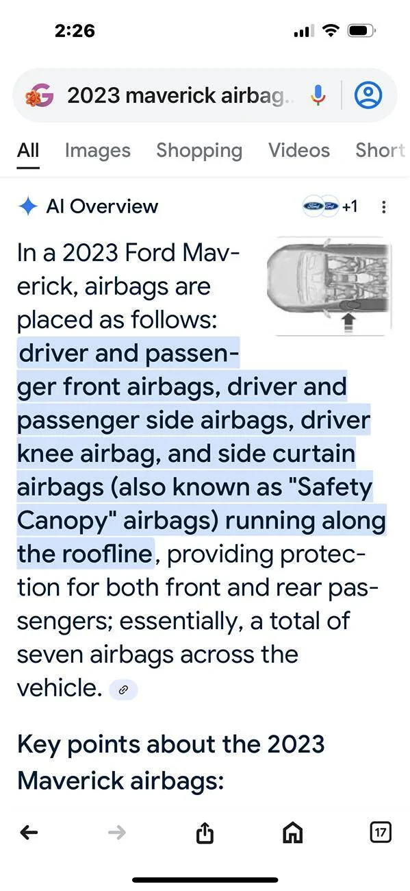 Ford Maverick My 2023 ford maverick hybrid and none of the airbags were deployed in a 2 vehicle 45 mph front end accident with pictures. IMG_8087