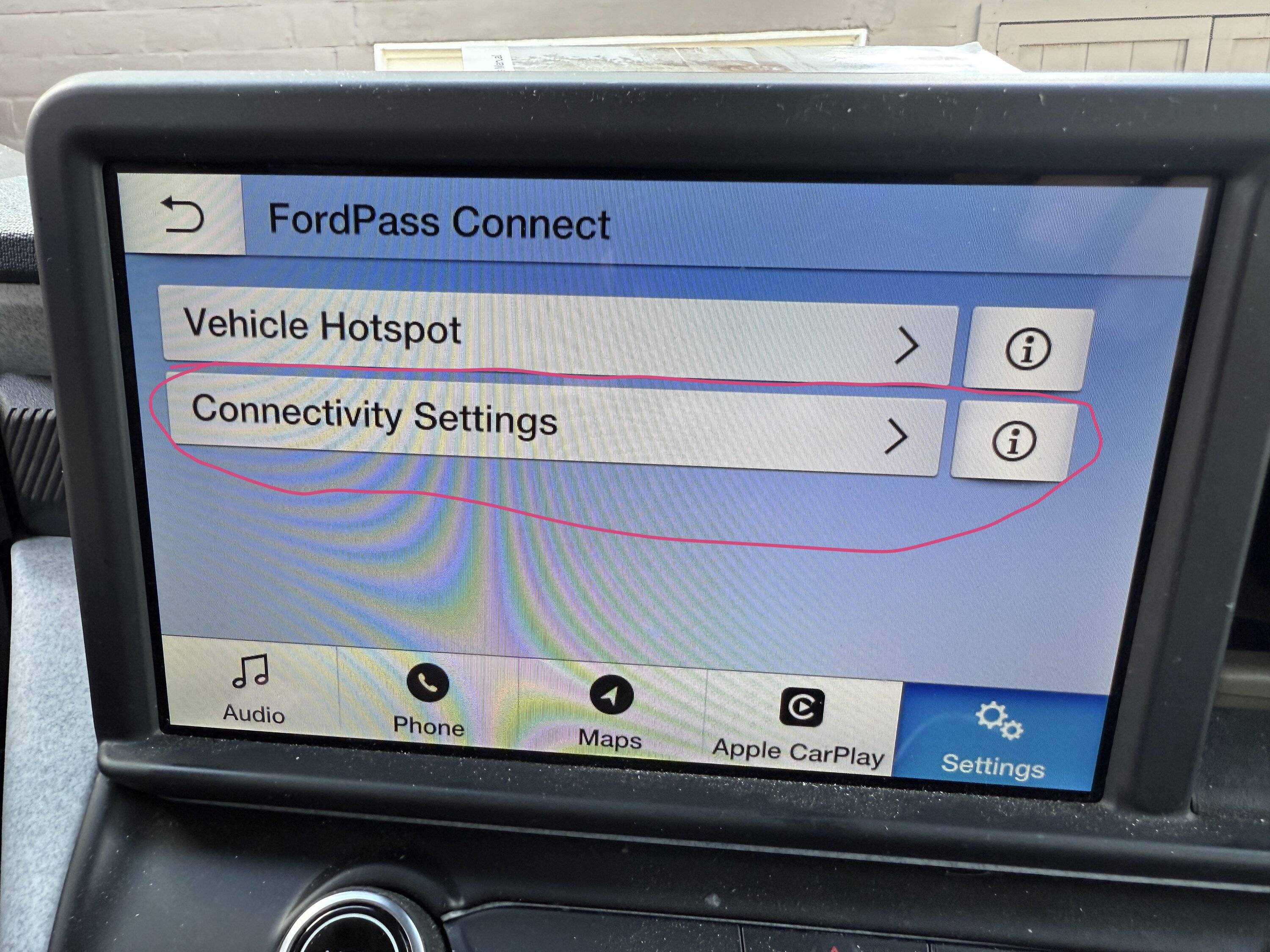 Ford Maverick Ford app will not connect to truck.  Connectivity setting missing. IMG_2576.JPG