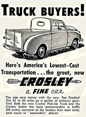 Ford Maverick Is it a truck? Crosley Pickup Ad