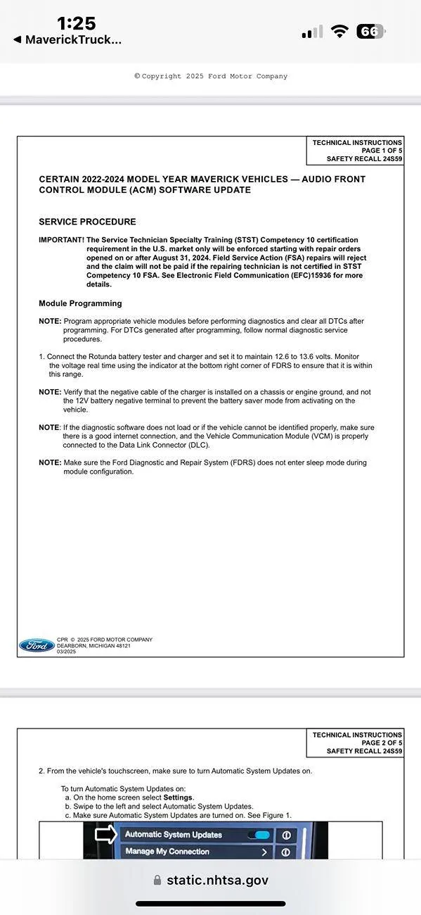 Ford Maverick Backup camera fix Recall is out now IMG_0631