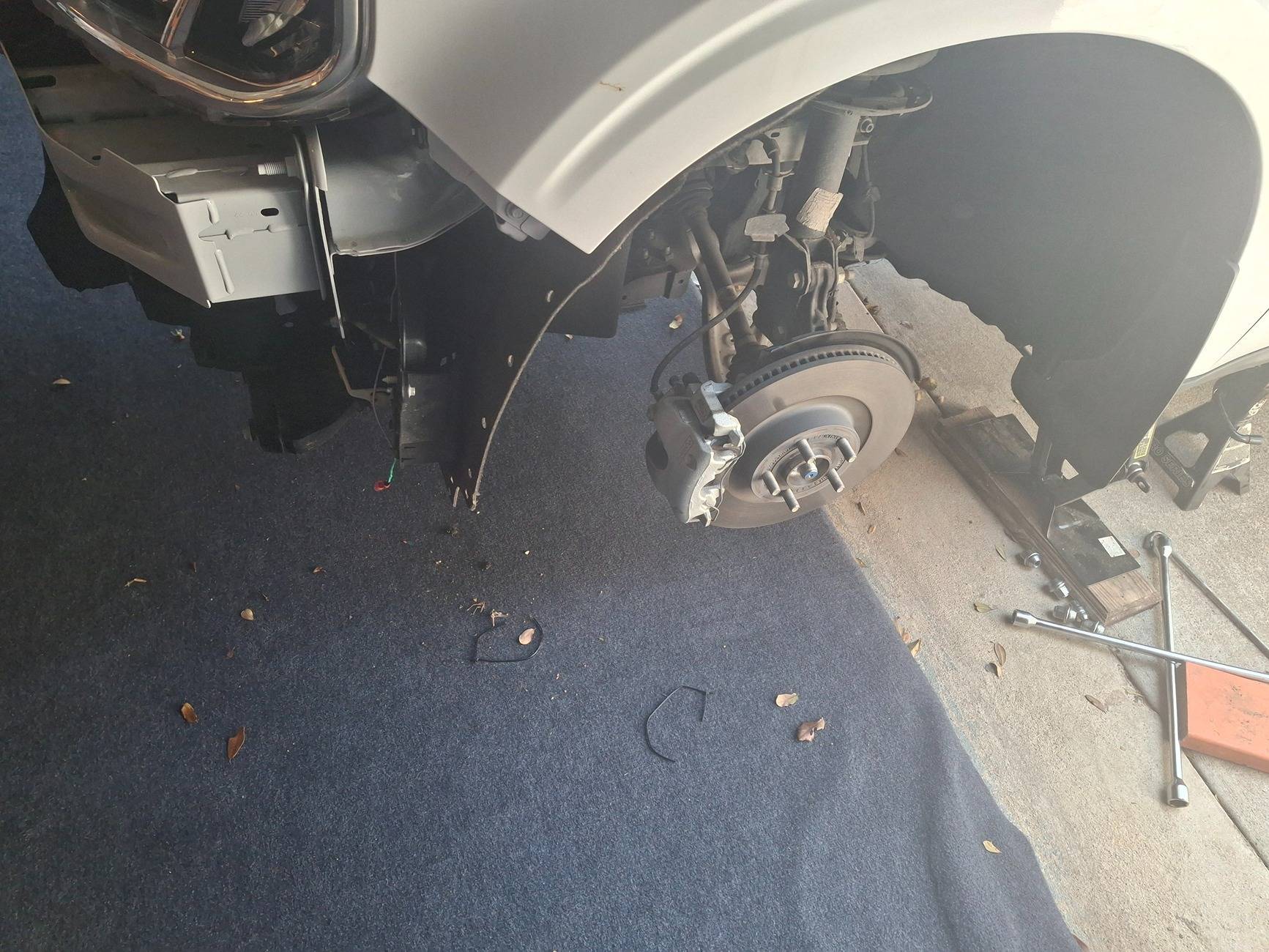 Ford Maverick Diode Dynamics Fog Lights Installed - Experience & Photos Driver Side Tire Removed For Fog Light Install 