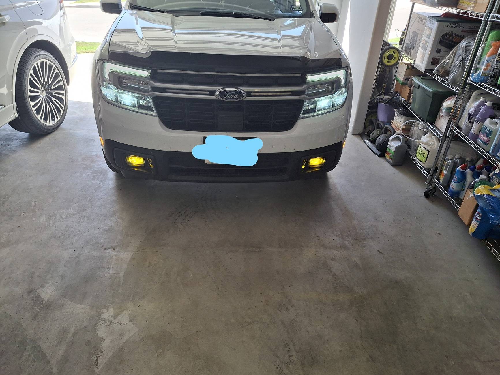 Ford Maverick Diode Dynamics Fog Lights Installed - Experience & Photos Daytime In Garage DD Fog Lights On