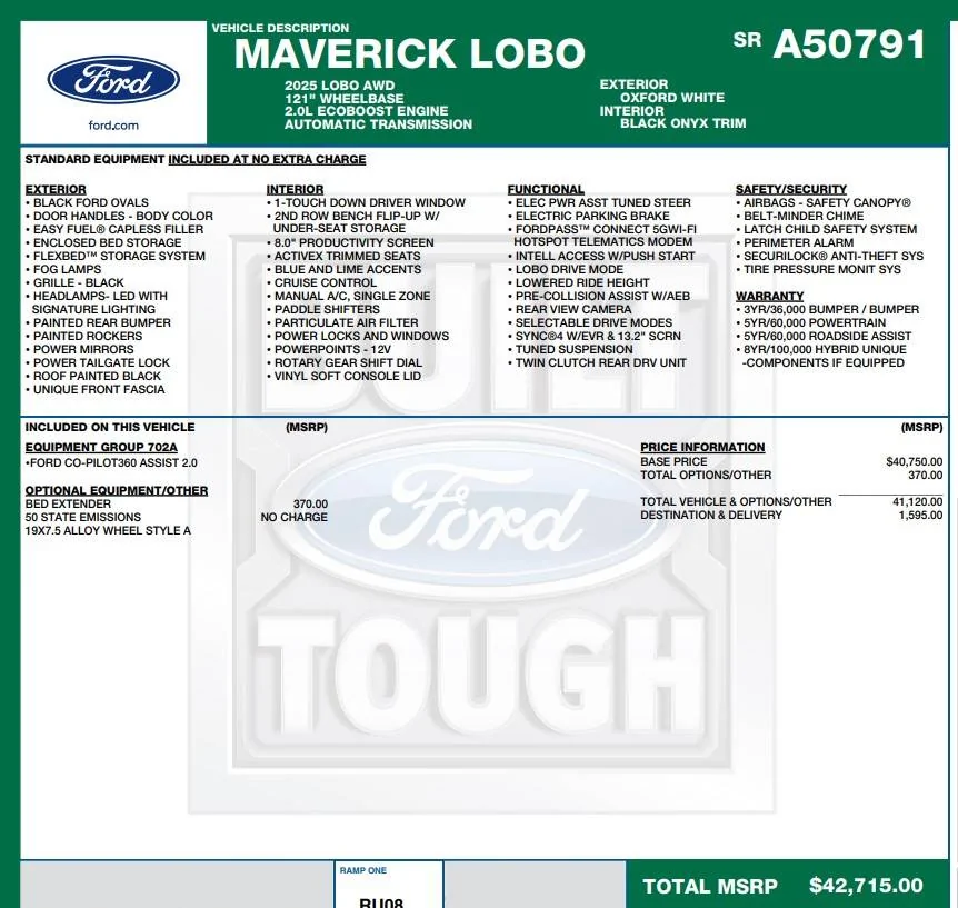 Ford Maverick 2025 Maverick Lobo Premium For Sale Screenshot 2025-03-20 142436