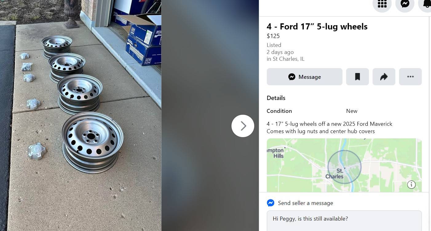 Ford Maverick Wheel sizing help - looking to get summer wheels on the cheap Screenshot 2025-03-20 203043