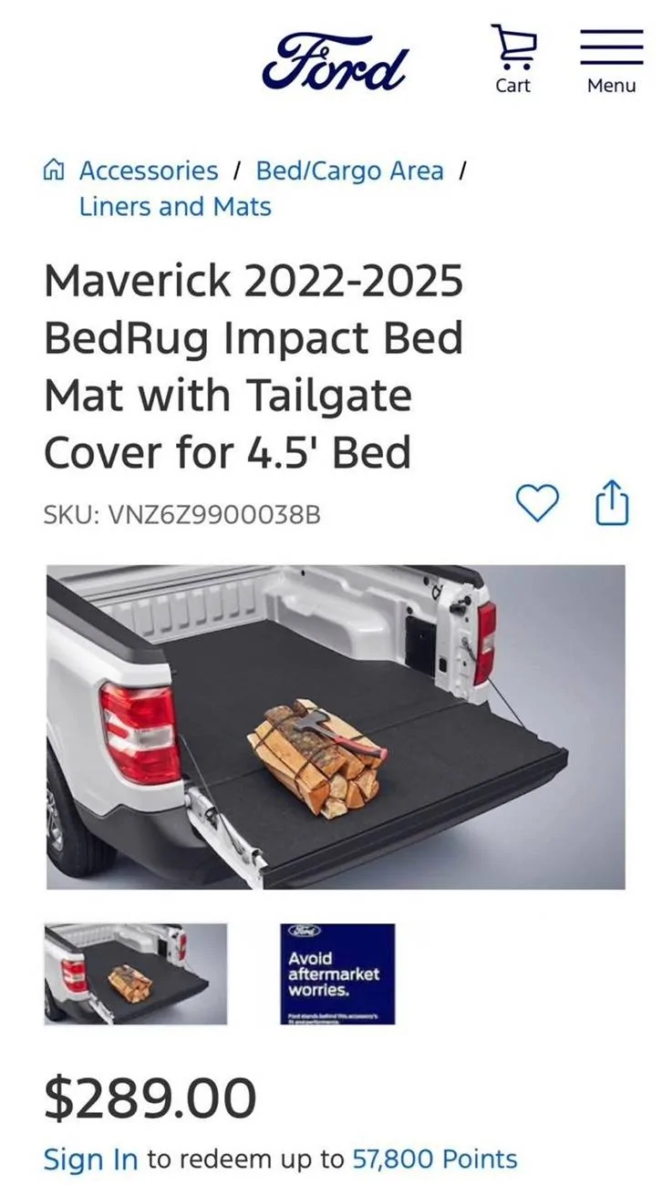 Ford Maverick Bedrug - Impact Mat with tailgate cover - Brand New IMG_2003