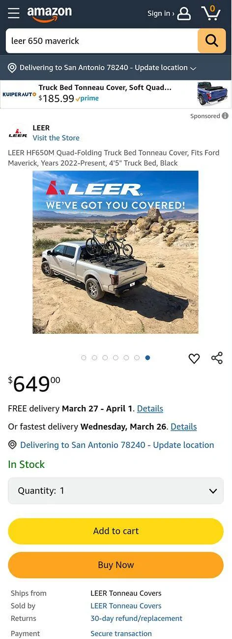 Ford Maverick Leer HF650M Quad-Fold Tonneau Cover - Install and First Impressions chrome_screenshot_Mar 23, 2025 9_33_09 AM CDT