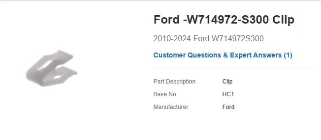 Ford Maverick Need a part number. Rear driver's side door, right side panel. Clip is broken 1742839162246-rt