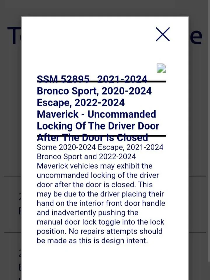 Ford Maverick Driver's door locking on its own 20250328_105438