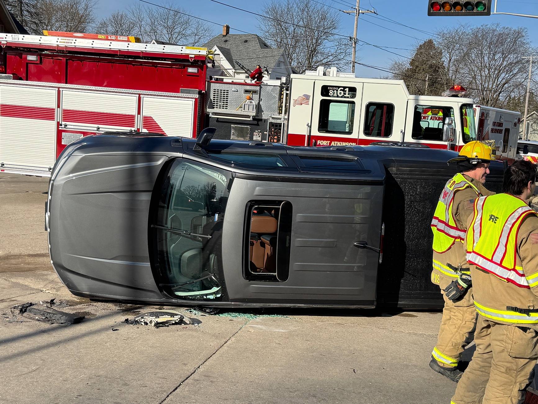Ford Maverick T-boned and flipped at intersection. Impressed with Maverick safety IMG_4547
